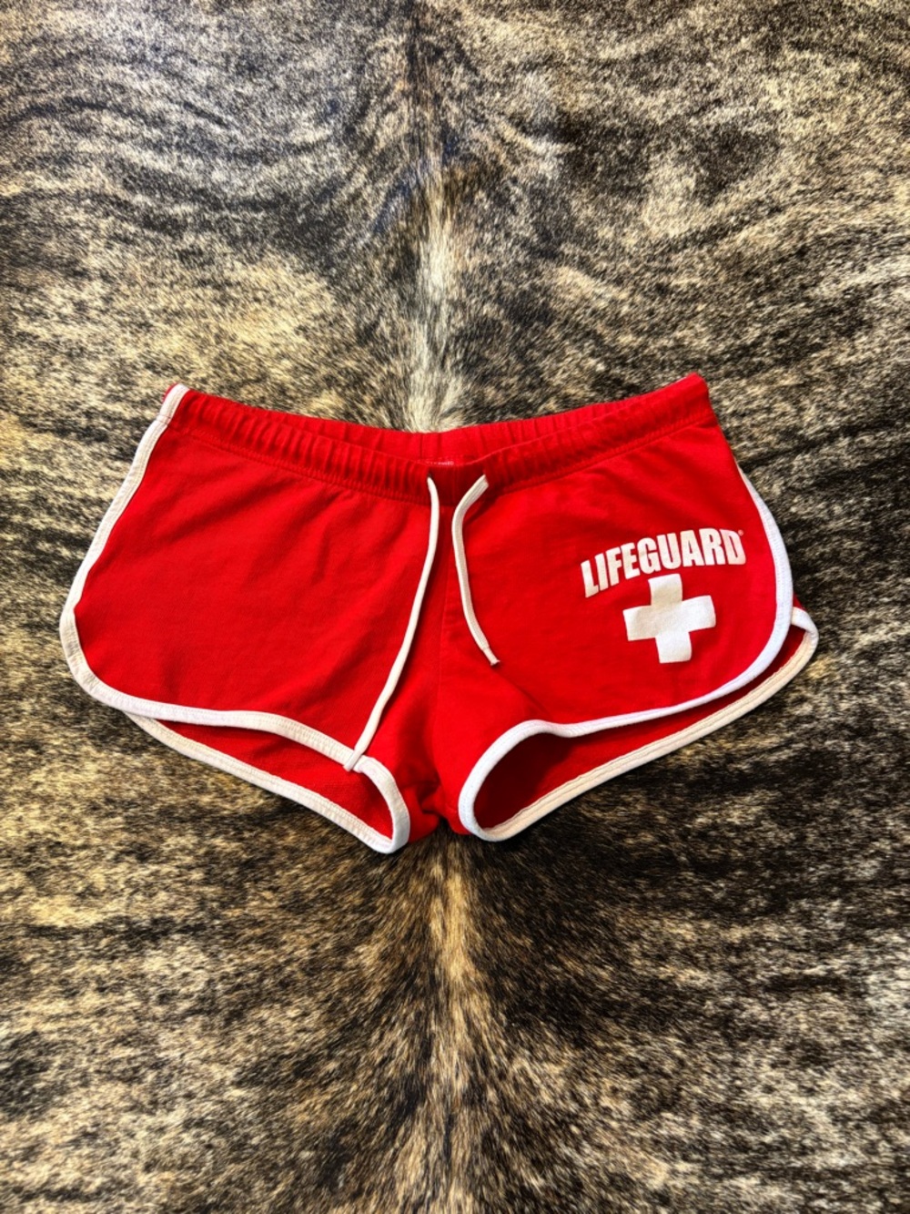 Lifeguard women’s red & white shorts, Size XL, cocoa beach FL